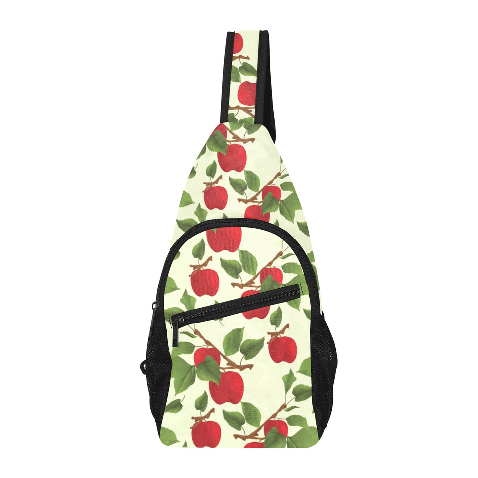 Red apples leaves pattern All Over Print Chest Bag