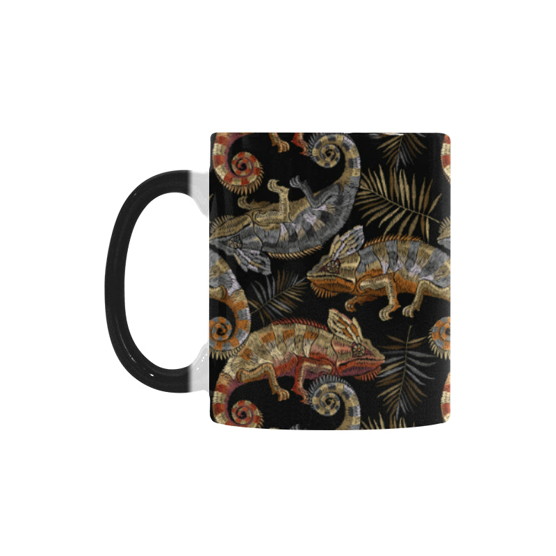 Chameleon lizard tropical leaves palm tree Morphing Mug Heat Changing Mug