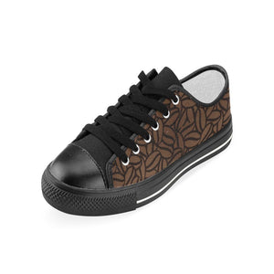 coffee bean pattern Kids' Boys' Girls' Low Top Canvas Shoes Black