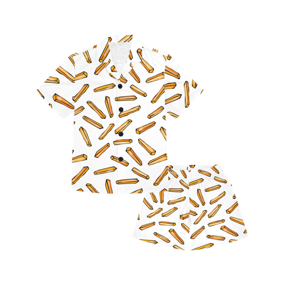 French fries potato pattern Kids' Boys' Girls' V-Neck Short Pajama Set