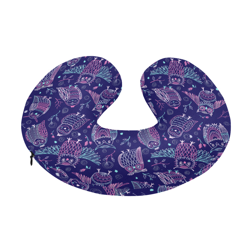 Cute owls pattern boho style ornament U-Shaped Travel Neck Pillow