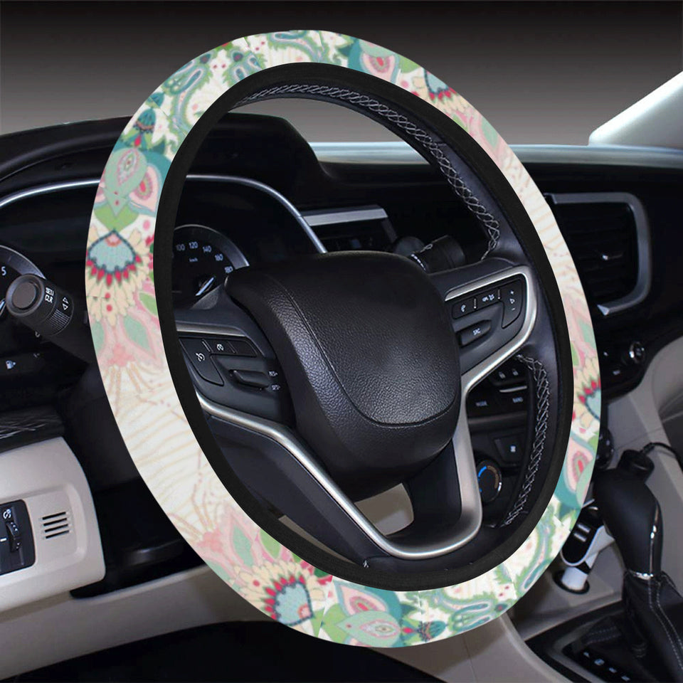 Square floral indian flower pattern Car Steering Wheel Cover