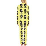 Cute ninja yellow background Women's Long Pajama Set