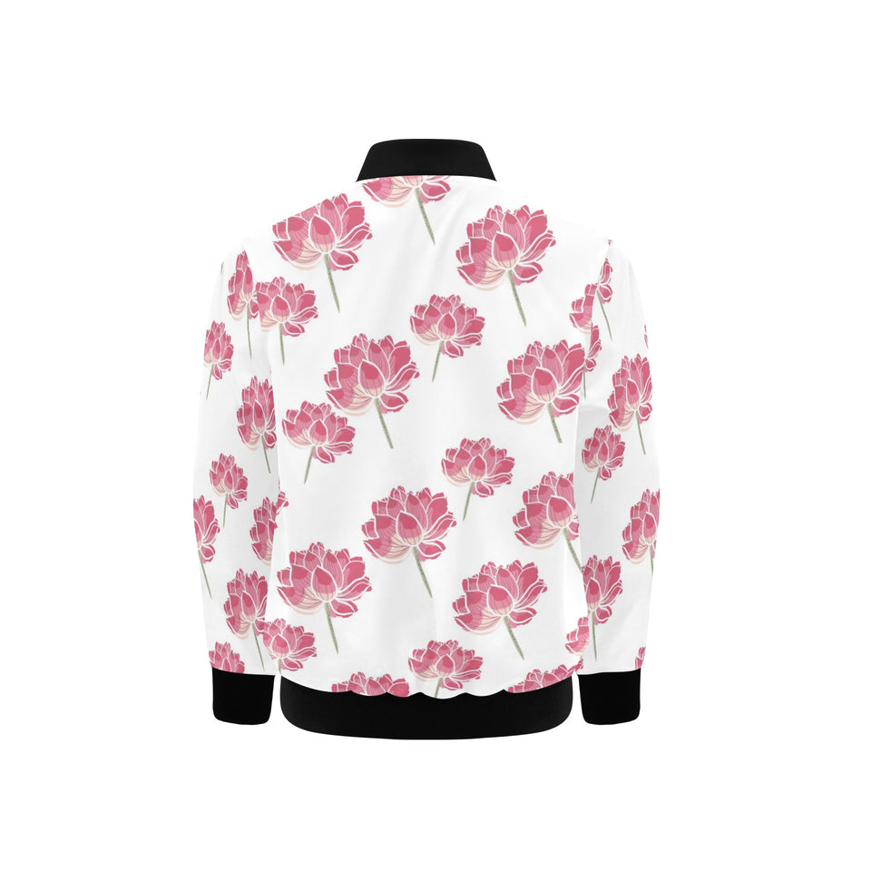 Pink lotus waterlily pattern Kids' Boys' Girls' Bomber Jacket