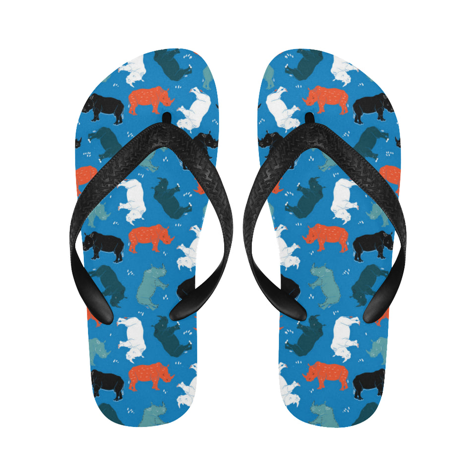 Colorful rhino pattern Unisex Flip Flops