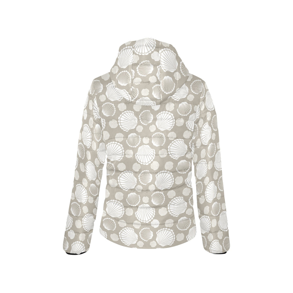 Scallop shell pattern Women's Padded Hooded Jacket