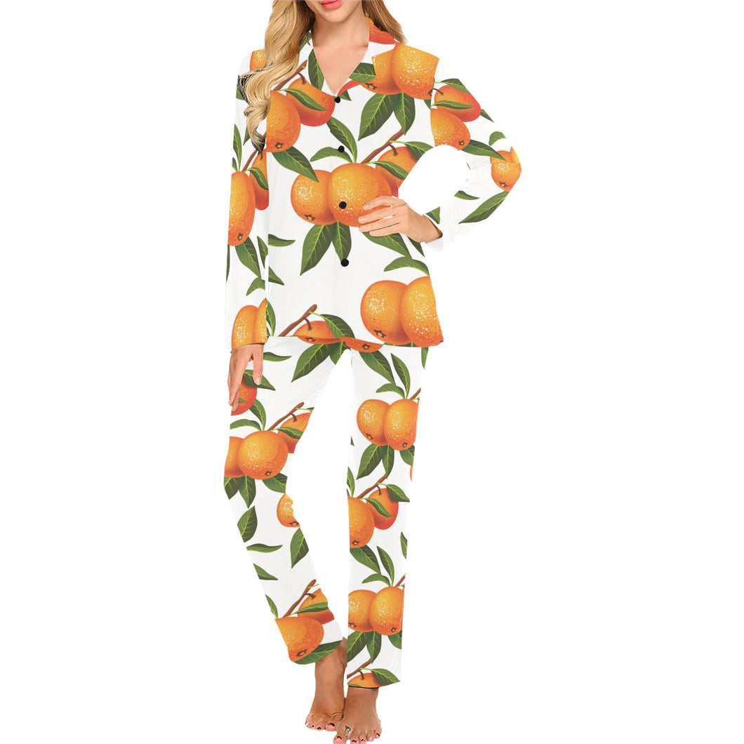 Oranges pattern background Women's Long Pajama Set