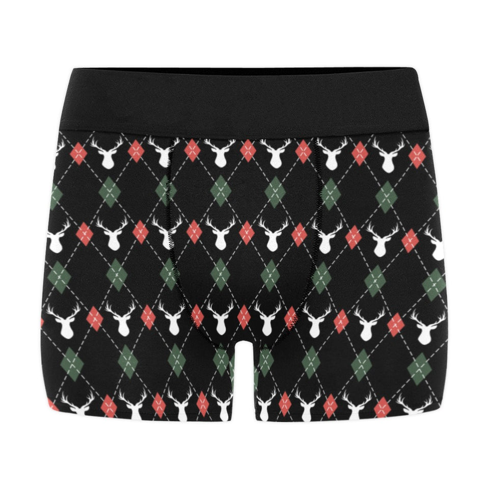 Deer Christmas new year pattern argyle Men's All Over Print Boxer Briefs Men's Underwear
