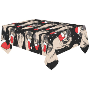 Christmas Pugs Santa_s red cap pattern Tablecloth