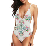 Square floral indian flower pattern Women's One-Piece Swimsuit