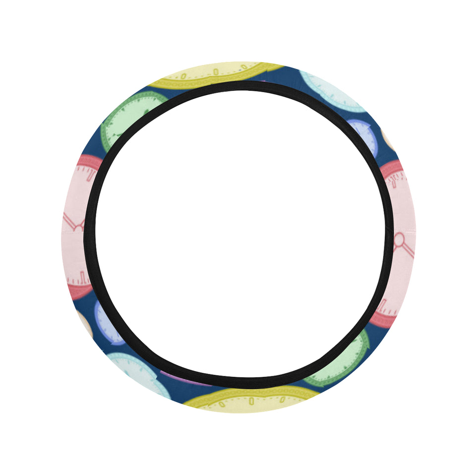 Colorful clock background Car Steering Wheel Cover