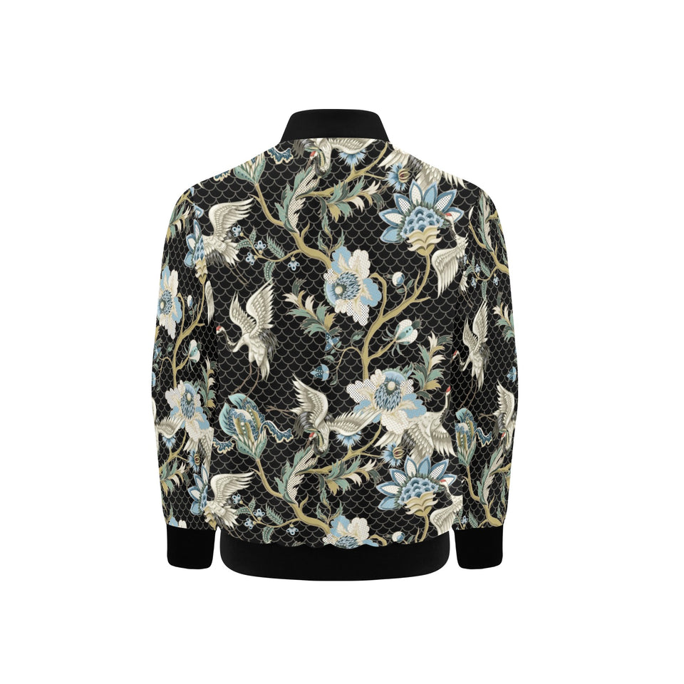 Japanese crane ornament elements Kids' Boys' Girls' Bomber Jacket