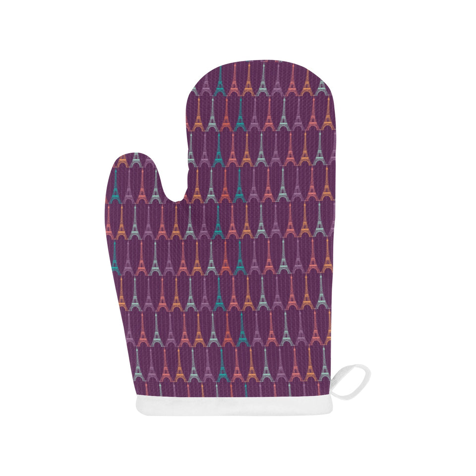 Eiffel Tower Pattern Print Design 05 Heat Resistant Oven Mitts