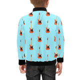 electric guitar pattern light blue background Kids' Boys' Girls' Bomber Jacket