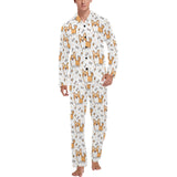 Cute corgi heart star bone pattern Men's Long Pajama Set