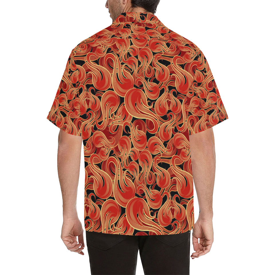 Fire flame pattern Men's All Over Print Hawaiian Shirt