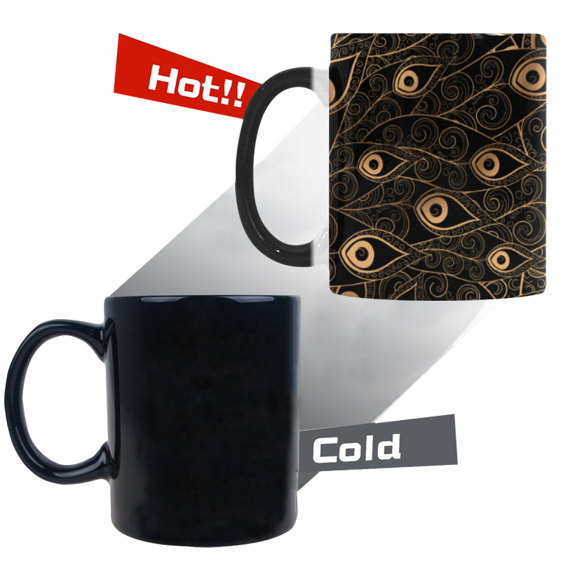 Gold peacock feather pattern Morphing Mug Heat Changing Mug