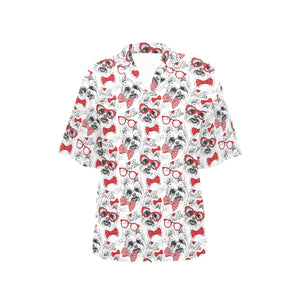 Yorkshire Terrier Pattern Print Design 04 Women's All Over Print Hawaiian Shirt