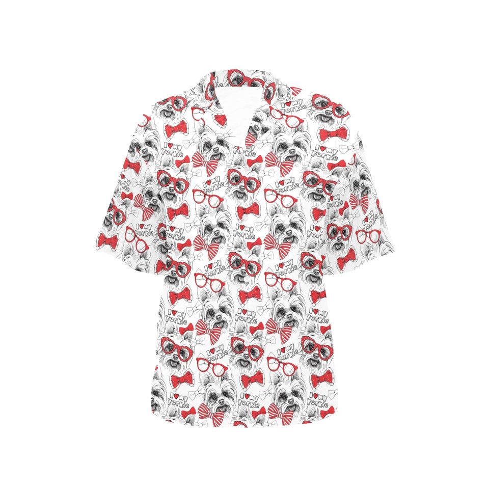 Yorkshire Terrier Pattern Print Design 04 Women's All Over Print Hawaiian Shirt