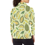 Durian leaves pattern background Women's Long Sleeve Polo Shirt