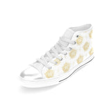 Gold Ornamental lotue waterlily symbol pattern Women's High Top Canvas Shoes White