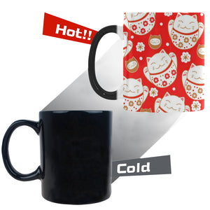 Cute Maneki neko cat red background Morphing Mug Heat Changing Mug