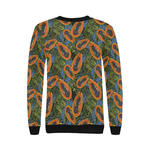 Colorful papaya tropical leaves Women's Crew Neck Sweatshirt