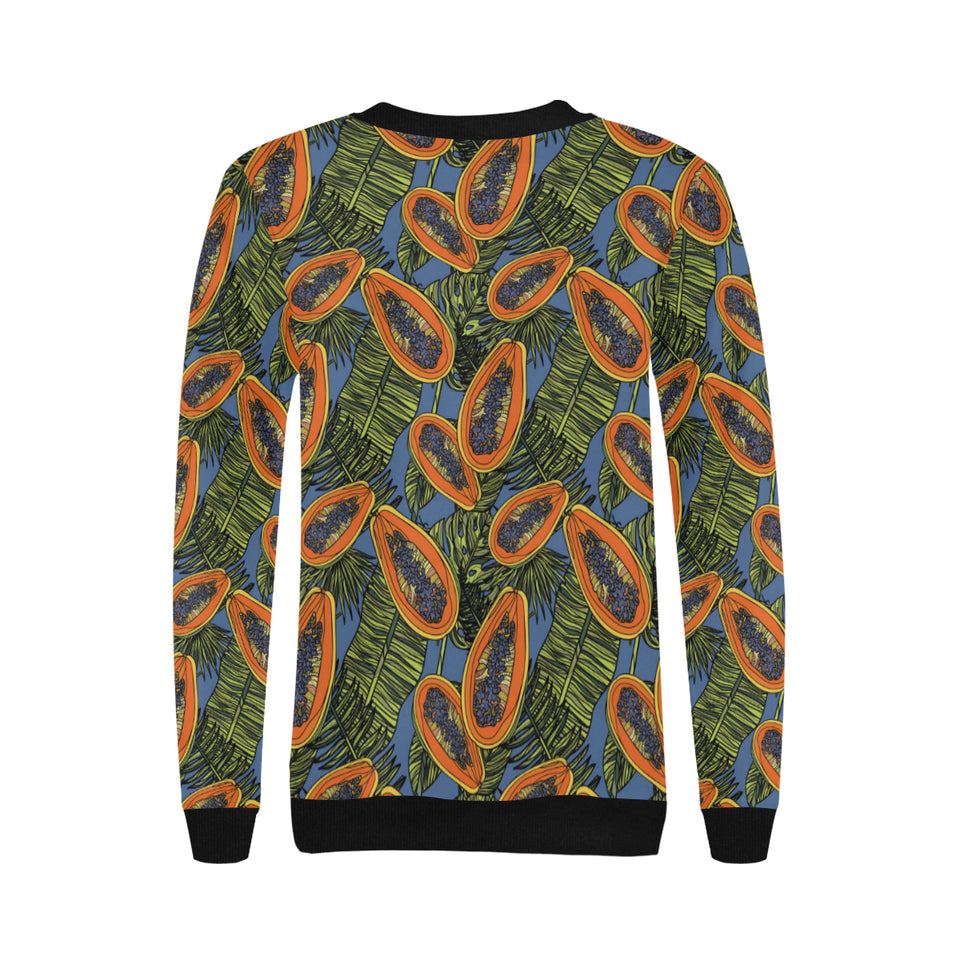 Colorful papaya tropical leaves Women's Crew Neck Sweatshirt
