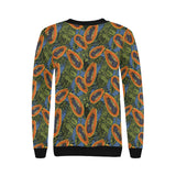 Colorful papaya tropical leaves Women's Crew Neck Sweatshirt