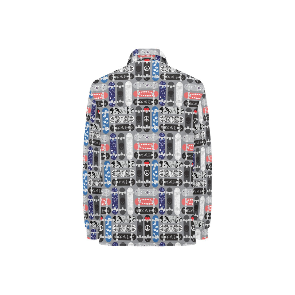 Skate Board Pattern Print Design 04 Women's Long Sleeve Polo Shirt