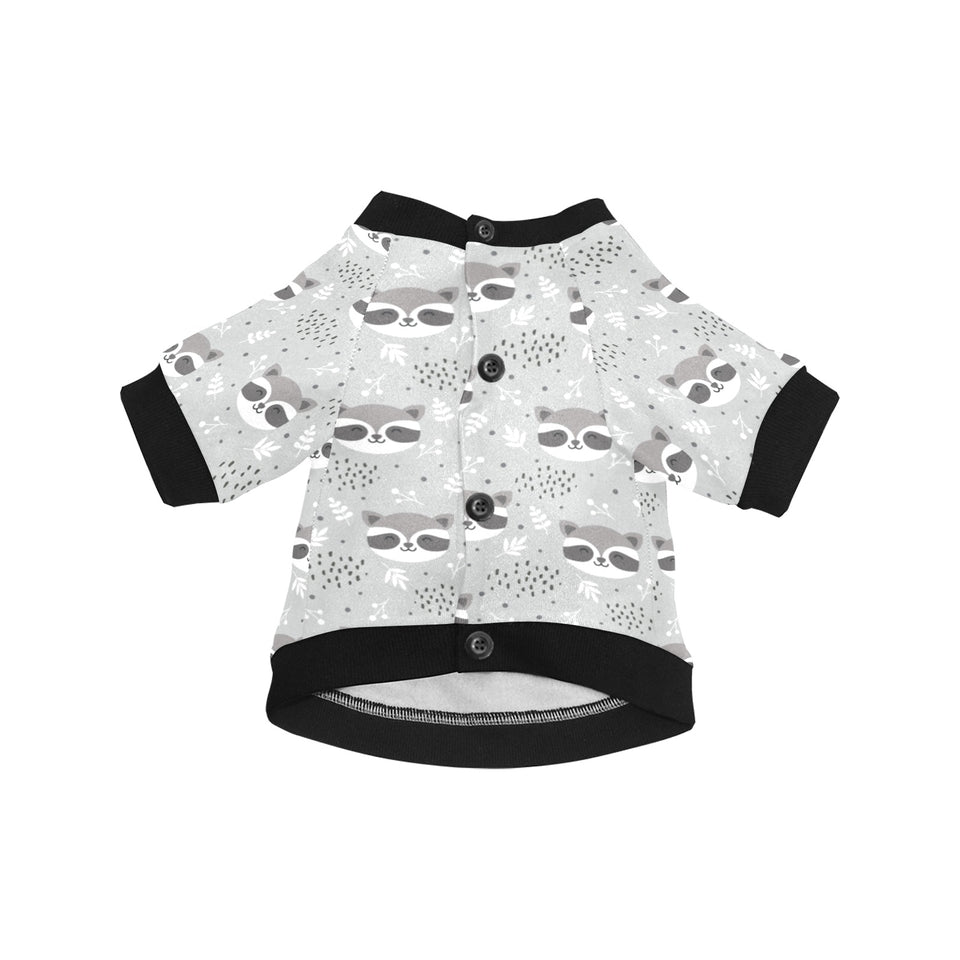 Cute raccoons leaves dot All Over Print Pet Dog Round Neck Fuzzy Shirt