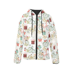 Bicycle Pattern Print Design 05 Women's Padded Hooded Jacket