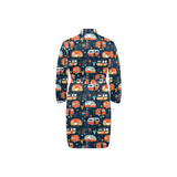 Camper Van Pattern Print Design 05 Men's Long Sleeve Belted Night Robe