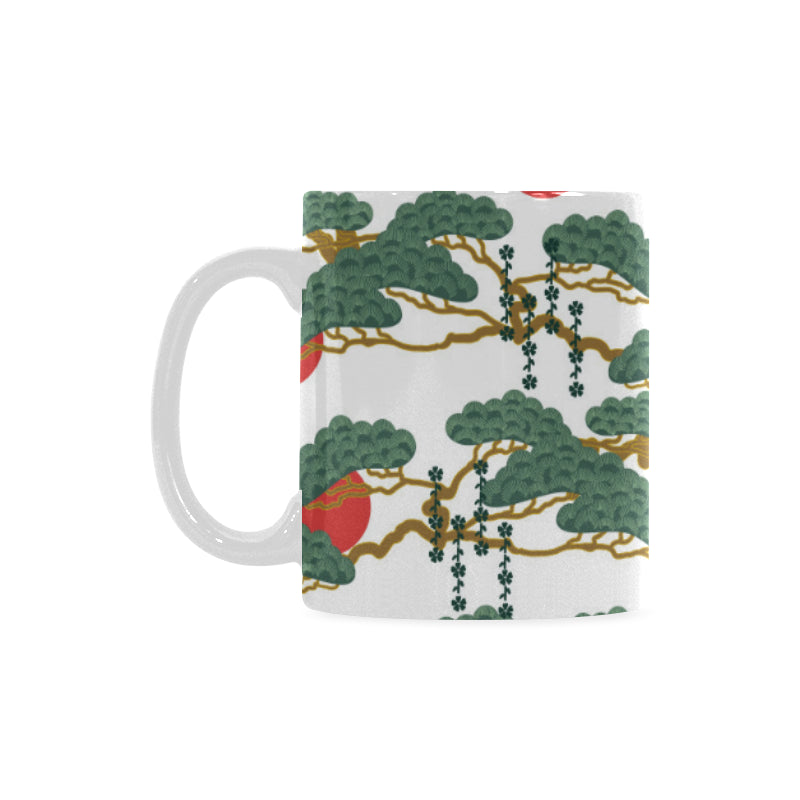 Bonsai red sun japanese pattern Classical White Mug (Fulfilled In US)