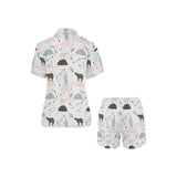 Polar bears star poka dot pattern Women's V-Neck Short Pajama Set