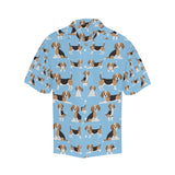 Beagle dog blue background pattern Men's All Over Print Hawaiian Shirt