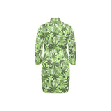 Canabis Marijuana Weed Pattern Print Design 01 Men's Long Sleeve Belted Night Robe