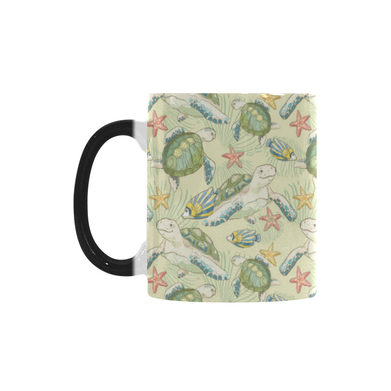 Hand drawn sea turtle fish pattern Morphing Mug Heat Changing Mug