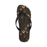 Gold peacock feather pattern Unisex Flip Flops