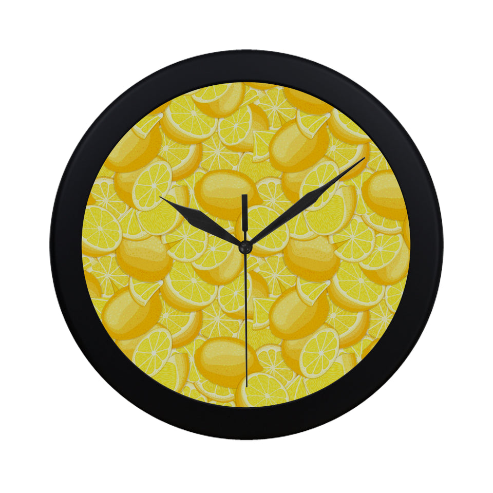 lemon pattern Elegant Black Wall Clock