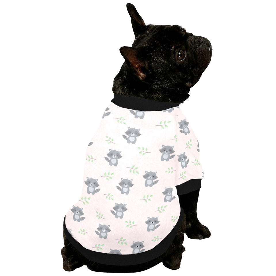 cute raccoons leaves pattern All Over Print Pet Dog Round Neck Fuzzy Shirt