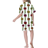 colorful apples leave zebra stripe Kids' Boys' Girls' V-Neck Short Pajama Set