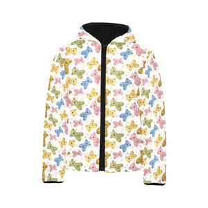 Teddy Bear Pattern Print Design 01 Kids' Boys' Girls' Padded Hooded Jacket