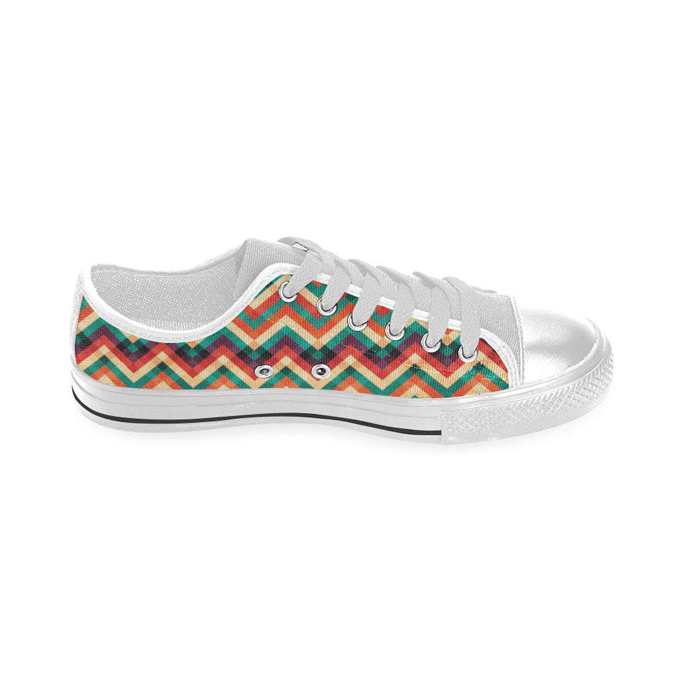 zigzag  chevron colorful pattern Men's Low Top Shoes White