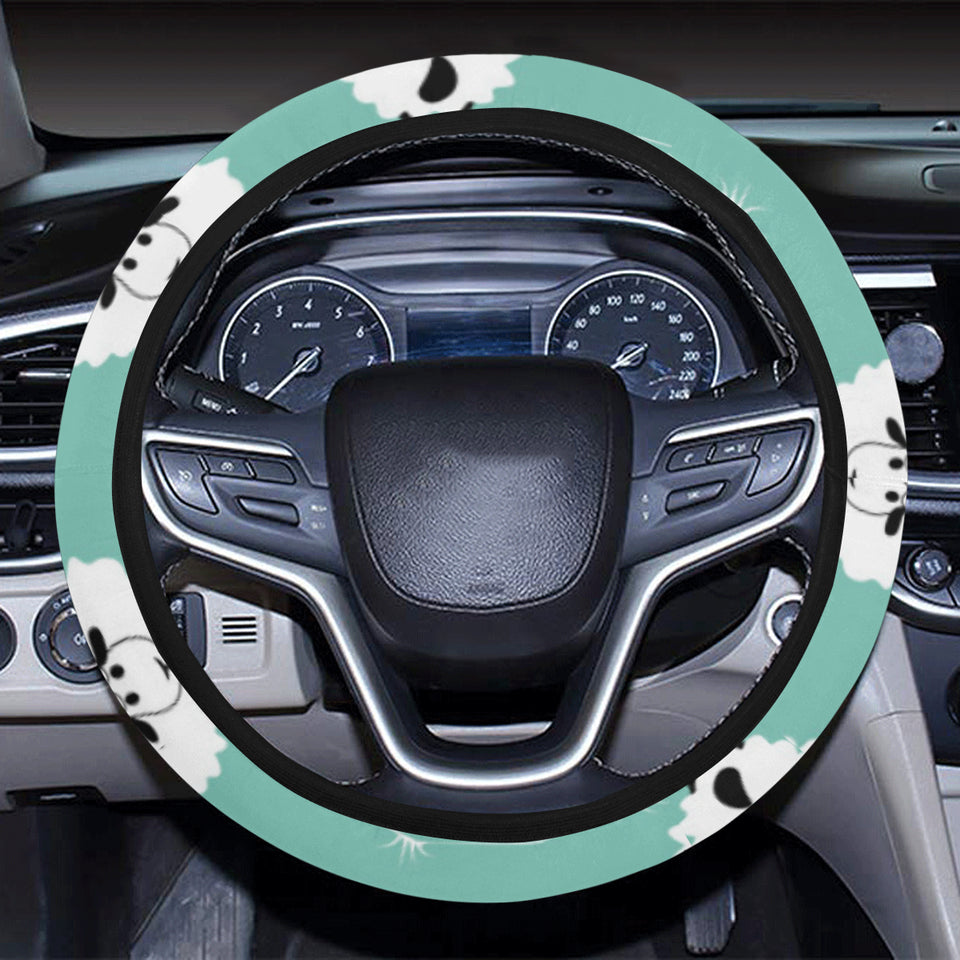 Cute sheep green background Car Steering Wheel Cover