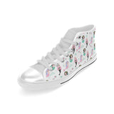 cute mermaid dolphin fish starfish pattern Men's High Top Canvas Shoes White