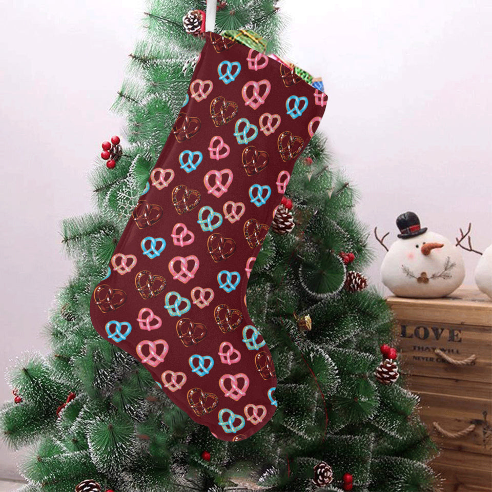 Pretzels Pattern Print Design 05 Christmas Stocking