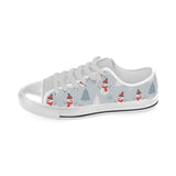 Snowman christmas  tree snow gray background Men's Low Top Shoes White