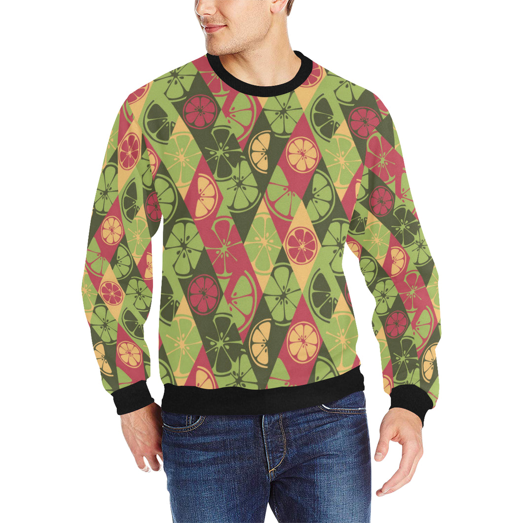 Cool Geometric lime pattern Men's Crew Neck Sweatshirt