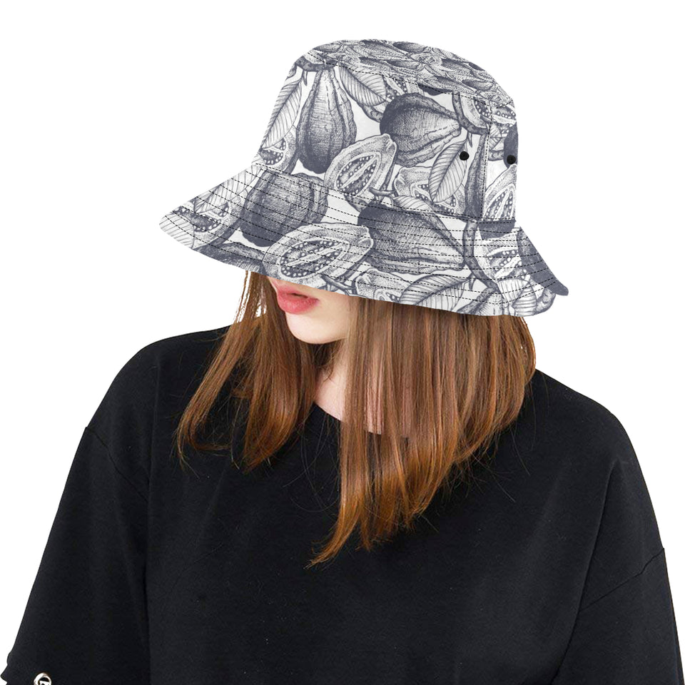 Guava tropical hand drawn pattern Unisex Bucket Hat
